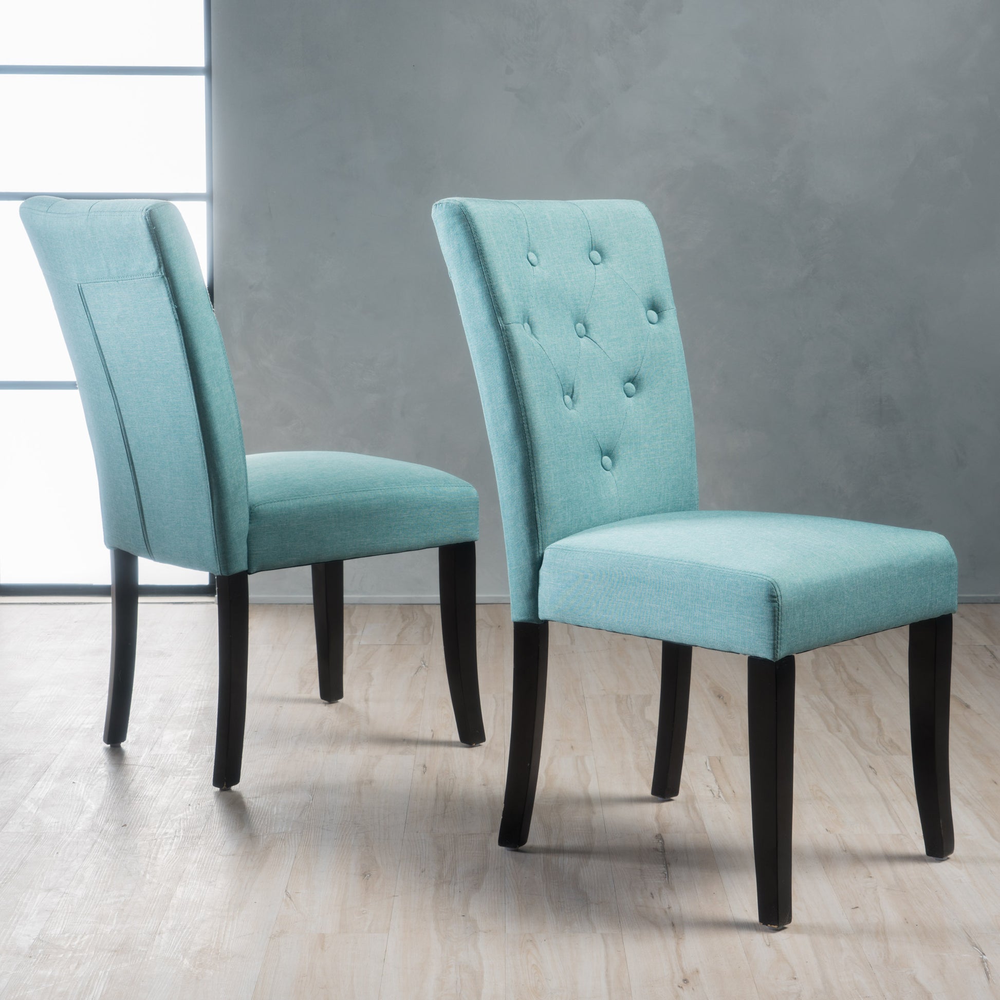 Dining Chair Set Of 2 Blue Fabric