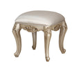 Ivory And Golden Ivory Vanity Stool With Cabriole Legs Ivory Gold Bedroom Rectangular Beige Wood Fabric