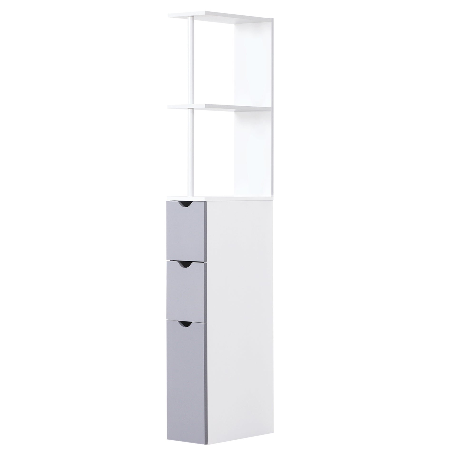 Homcom 54" Tall Bathroom Storage Cabinet, Freestanding Linen Tower With 2 Tier Shelf And Drawers, Narrow Side Floor Organizer, White White Mdf