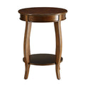 Walnut Round Side Table With Bottom Shelf Walnut Primary Living Space Shelves Round Wood