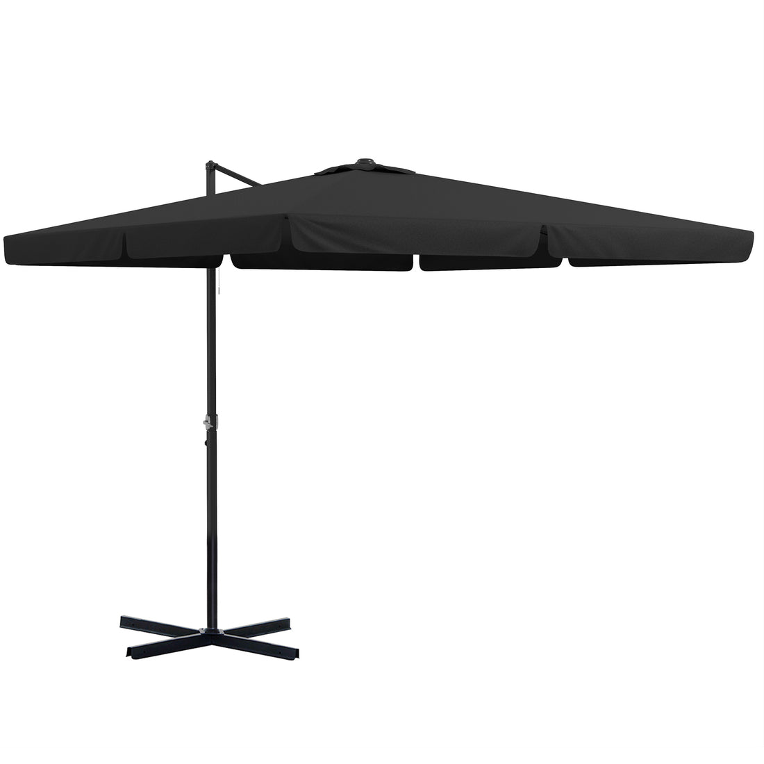 Outsunny 10' Cantilever Patio Umbrella, Square Offset Umbrella With Tilt, Crank, Cross Base, Aluminum Pole And Air Vent, Hanging Umbrella For Garden, Pool, Backyard, Gray Gray Aluminum