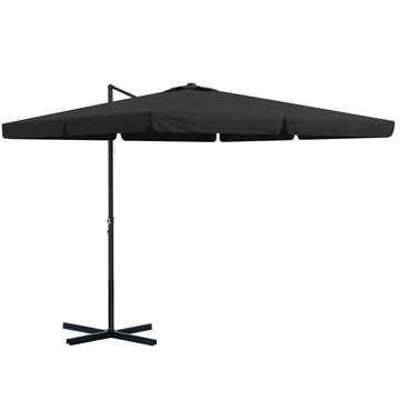 Outsunny 10' Cantilever Patio Umbrella, Square Offset Umbrella With Tilt, Crank, Cross Base, Aluminum Pole And Air Vent, Hanging Umbrella For Garden, Pool, Backyard, Gray Gray Aluminum