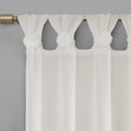 Floral Embellished Cuff Tab Top Solid Curtain Panel Only 1 Pc Panel White Linen