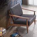 Charcoal And Brown Accent Chair With Removable Cushion Brown Grey Primary Living Space Modern Wood Fabric
