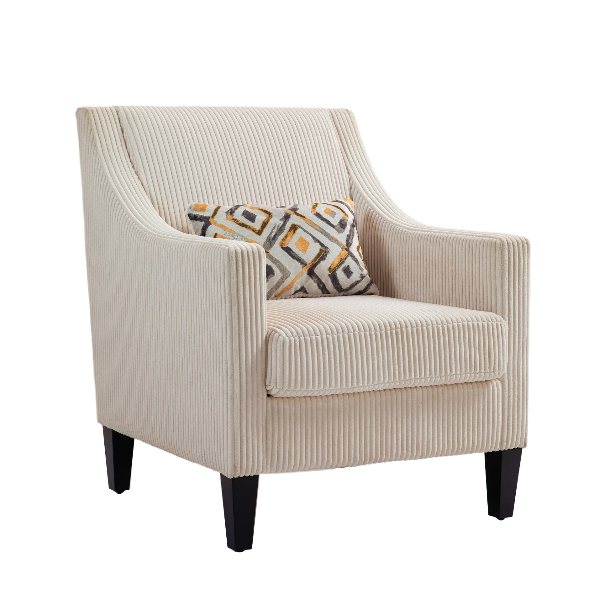 Coolmore Modern Accent Chair,Upholstered Armchair With Scooped Arms For Bedroom,Apartment,Studio,Office,Waiting Room Beige Corduroy Beige Primary Living Space Foam Corduroy