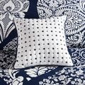 7 Piece Cotton Printed Comforter Set Indigo Queen Queen Indigo Polyester