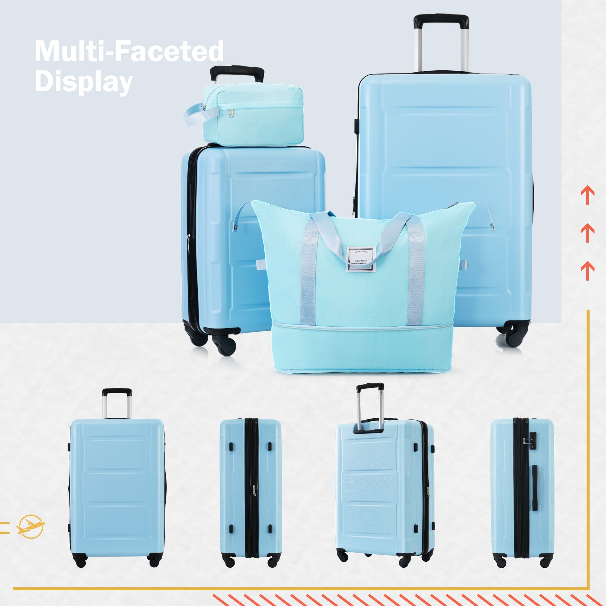 2 Piece Luggage Set With Bags Expanable Spinner Wheels Abs Lightweight Suitcase With Tsa Lock 20Inch 28Inch Light Blue Abs