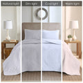 3 Piece Reversible Bedspread Set White Full Queen Queen White Polyester