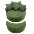 Orisfur. 360 Swivel Accent Barrel Chair With Storage Ottoman & 4 Pillows, Modern Chenille Leisure Chair Round Accent For Living Room, Green Green Foam Chenille