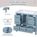 36'' Bathroom Vanity With Resin Sink Combo, Solid Wood Frame Bathroom Storage Cabinet, Freestanding Vanity Set With 5 Drawers& Soft Closing Doors Same As Sw000142Aam Blue Bathroom Solid Wood Mdf Resin
