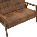Coolmore Mid Century Modern Solid Loveseat Sofa Upholstered Microsuede Fabric Loveseat, 2 Seat Upholstered Loveseat Sofa Modern Couch Coffee Microsuede 2 Seat