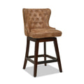 Holmes Tufted High Back 360 Swivel Counter Height Barstool, Tan Brown Faux Leather Tan Brown Foam Faux Leather