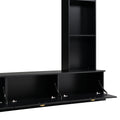 Large Wall Unit Entertainment Center With Bookshelves For Tvs Up To 78'', Modern Tv Console With Cabinets And Open Shelves, 4 In 1 Tv Stand With Golden Handles, Black, 104.2''W*81.2''H Black 70 79 Inches Mdf