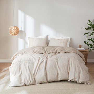 3 Piece Organic Cotton Oversized Duvet Cover Set Natural King Cal King Natural Cotton