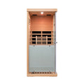 Large Glass Mini Hemlock Sauna With Left Door Opening Natural Wood Metal & Wood