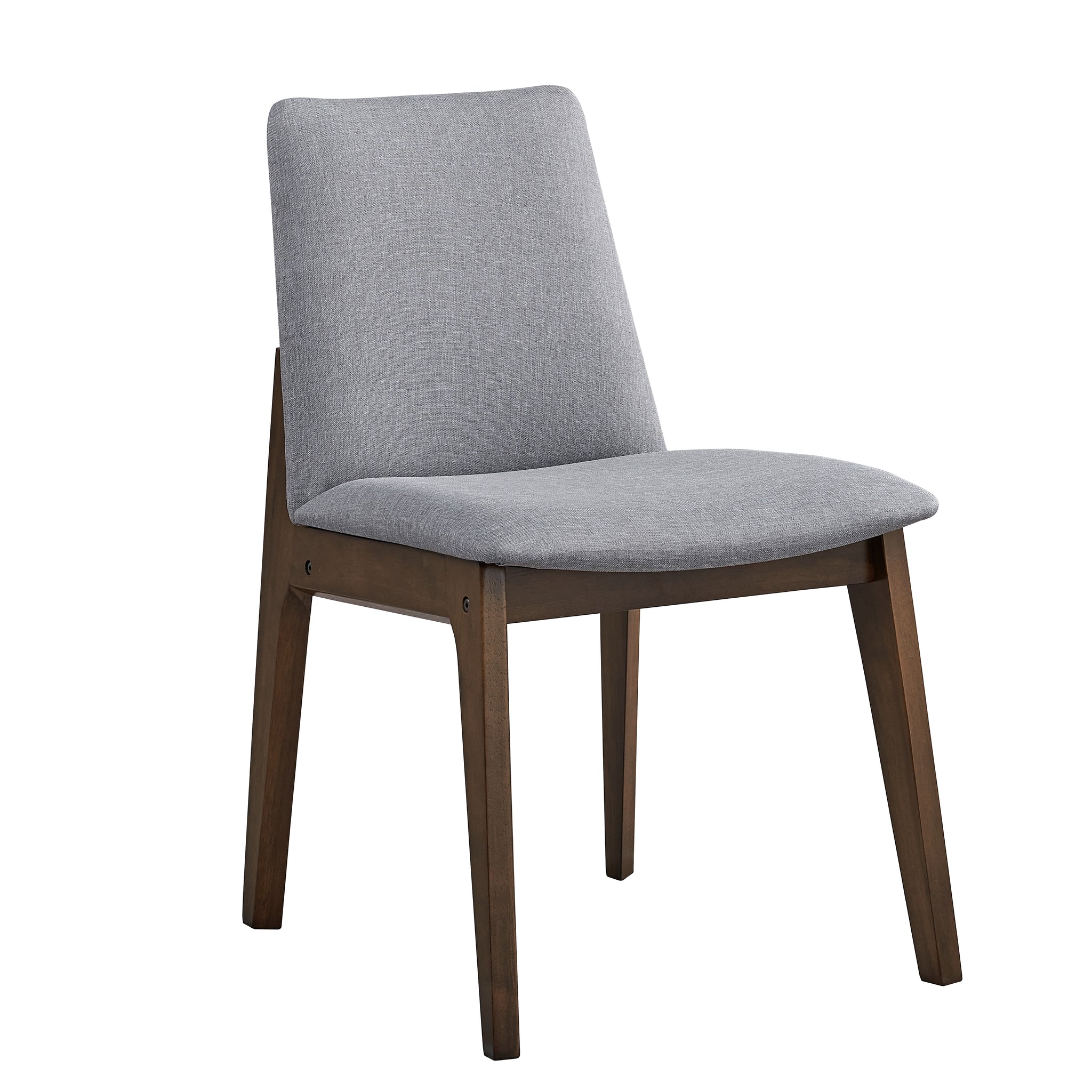 Kaela Side Chair Set 2 , Light Gray Fabric & Walnut Finish Dn02926 Light Gray Upholstered