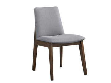 Kaela Side Chair Set 2 , Light Gray Fabric & Walnut Finish Dn02926 Light Gray Upholstered