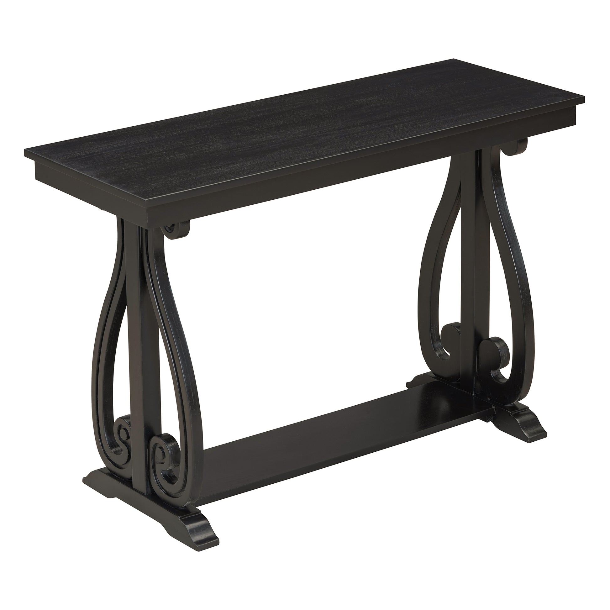 48 Inch Rustic Vintage Console Tablefarmhouse Style Entryway Table With Open Shelf And Sturdy Construction For Entryway And Living Room Black Black Distressed Finish Primary Living Space Antique,Rustic,Vintage Open Storage Console Tables Brushed