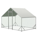 Large Metal Chicken Coop, Walk In Chicken Run,Galvanized Wire Poultry Chicken Hen Pen Cage, Rabbits Duck Cages With Waterproof And Anti Ultraviolet Cover For Outside 10' L X 6.6' W X 6.56' H Silver