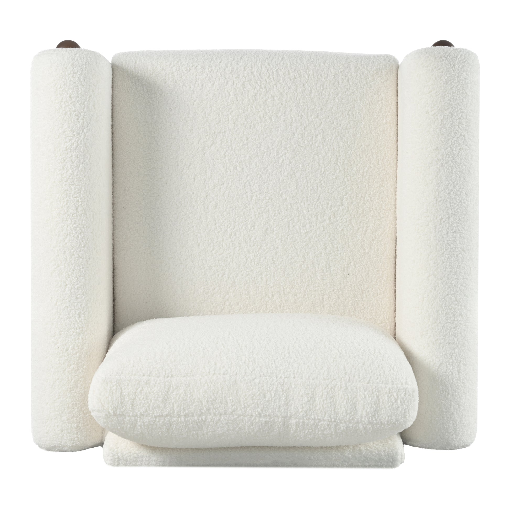 Oversized Accent Chair, Upholstered Living Room Chairs Single Sofa Chair With Walnut Legs, Curved Handrail, White White Teddy