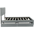 Queen Size Upholstered Platform Bed With Twill Headboard, Pullout Bed And Two Drawers, Flannel,Gray Queen Gray Mdf Lvl