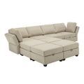 Modular Convertible U Shaped Sectional Sofa Couch With Storage Ottoman Corner Couch For Living Room, Adjustable Arms And Backs Beige Beige Polyester 4 Seat