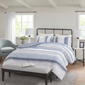 3 Piece Jacquard Duvet Cover Set Queen Blue Polyester