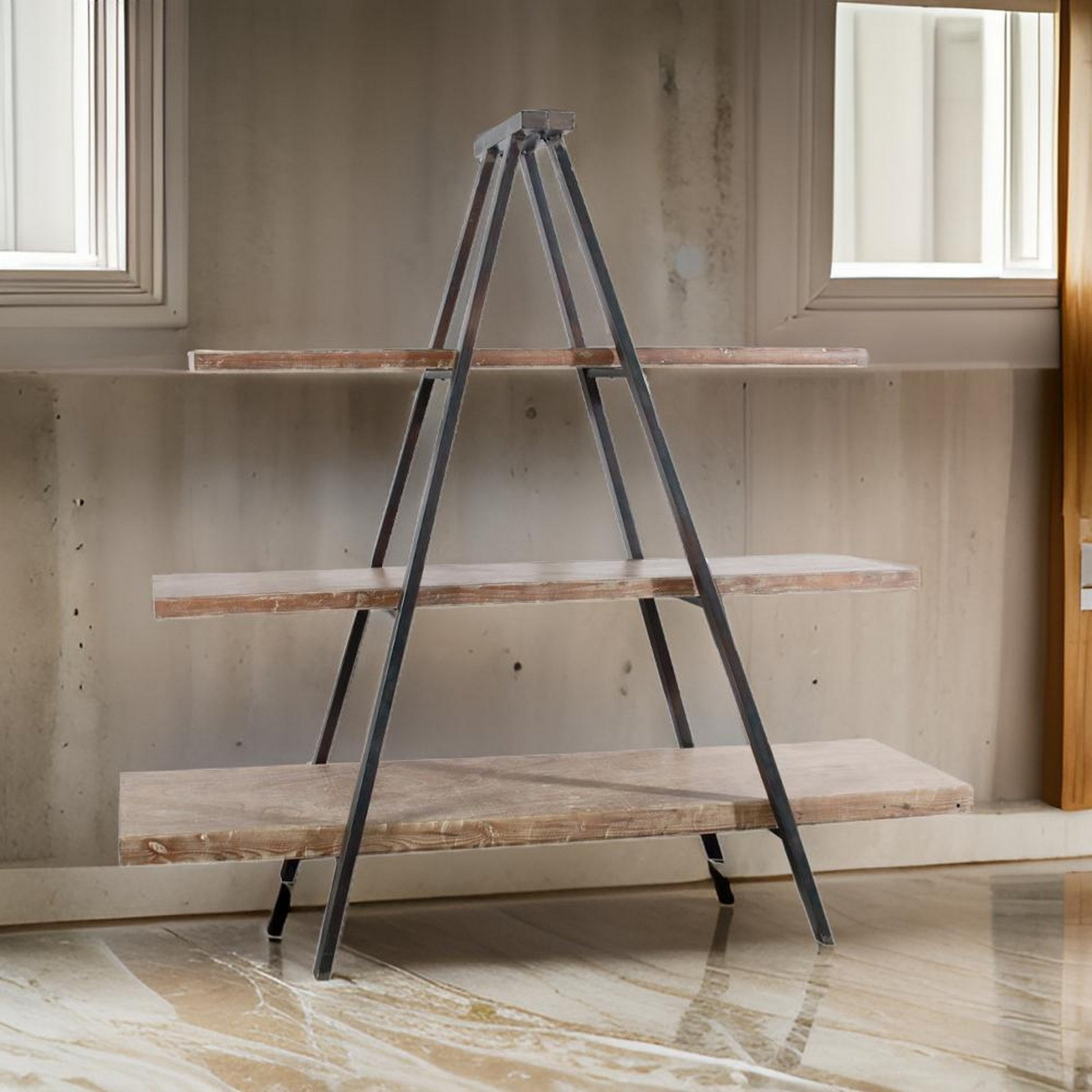 Rustiy Charmed 3 Tier Ramsden Bookshelf Brown Black Wood Metal