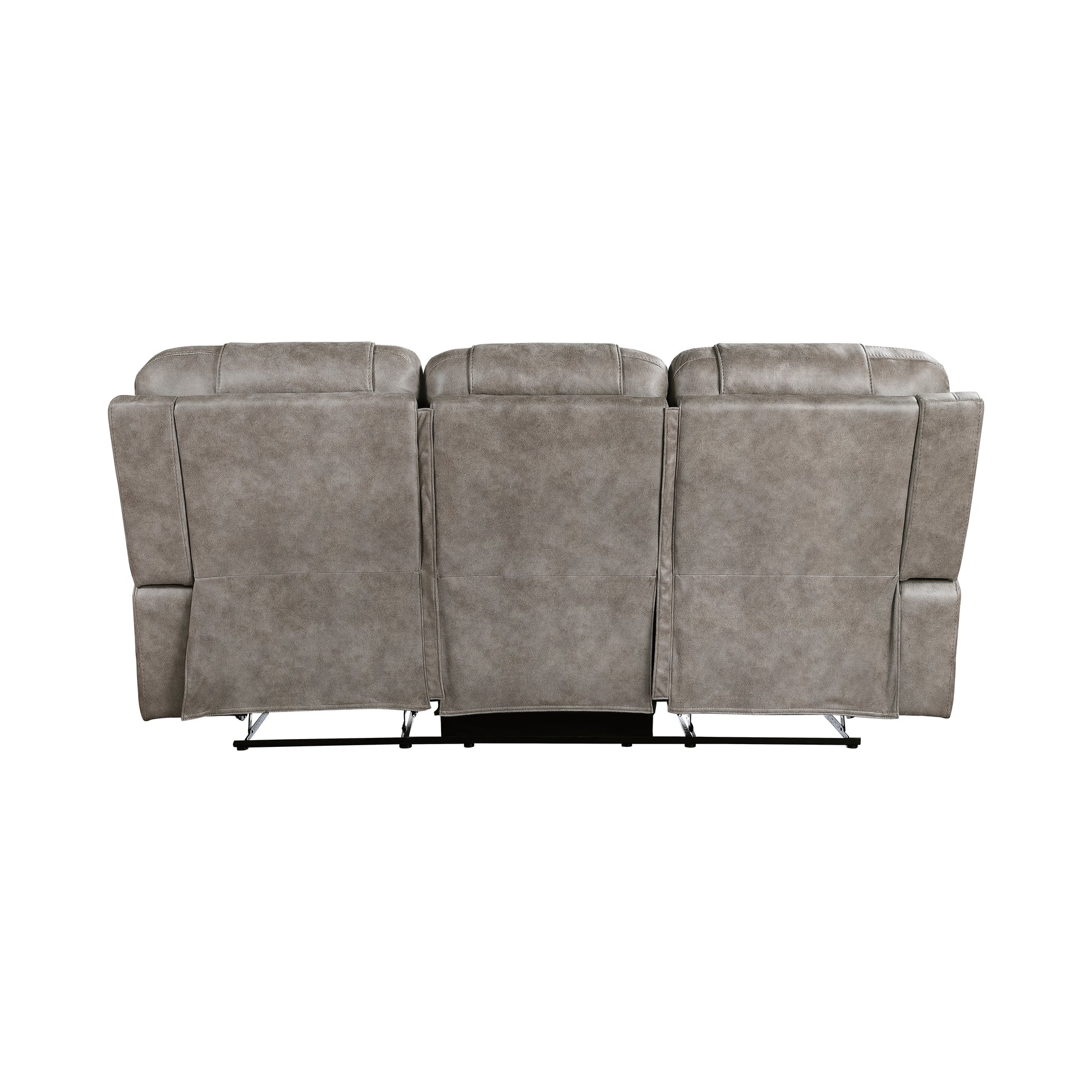 Grayish Brown Modern Reclining Sofa Set 2Pc Sofa Loveseat Plush Seating, Polished Microfiber Upholstery Solid Wood Frame Living Room Furniture Brown Gray Microfiber Wood Primary Living Space Modern Plywood,Solid Wood 5 Seat