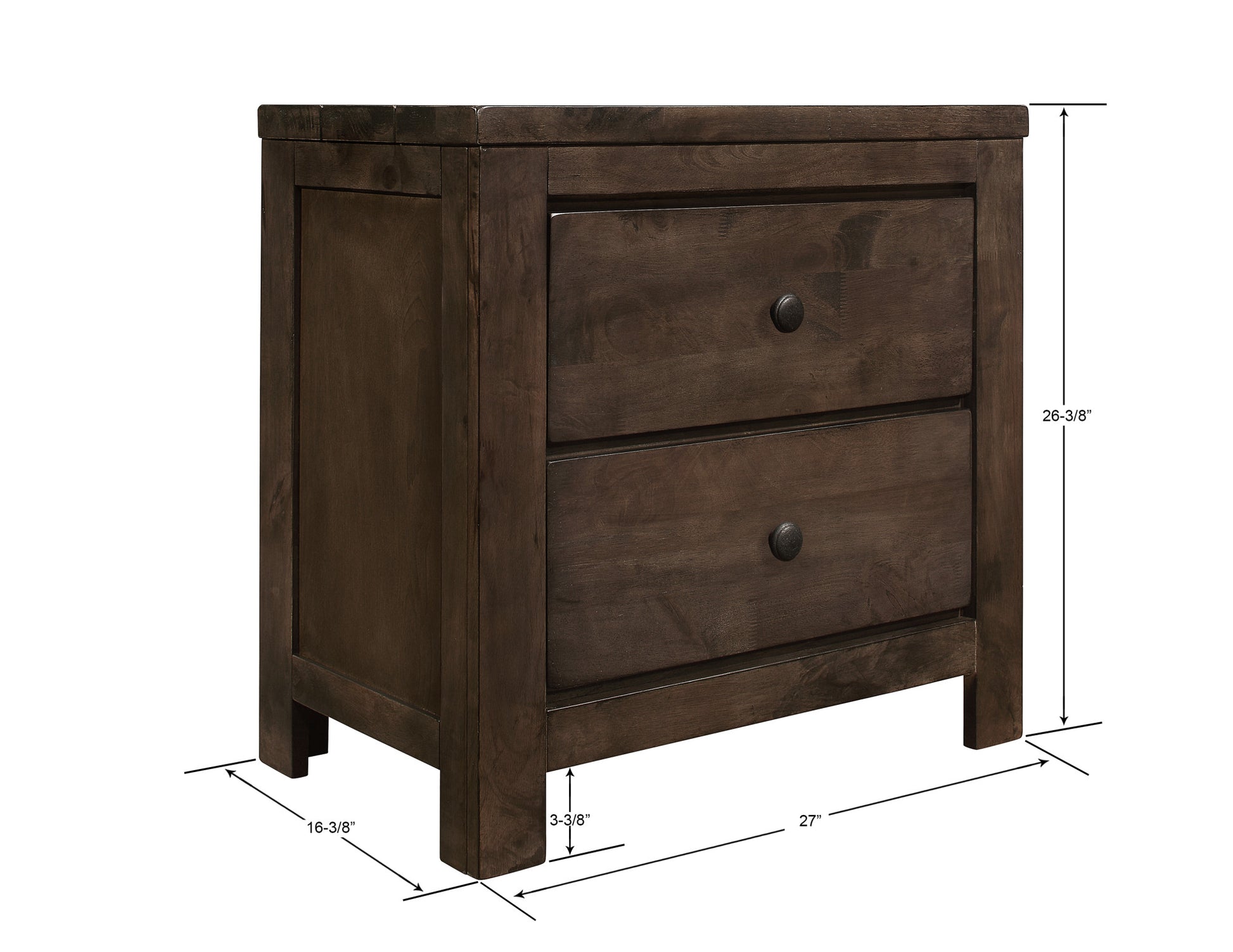 Verna Brown 2 Drawer Nightstand Brown Engineered Wood