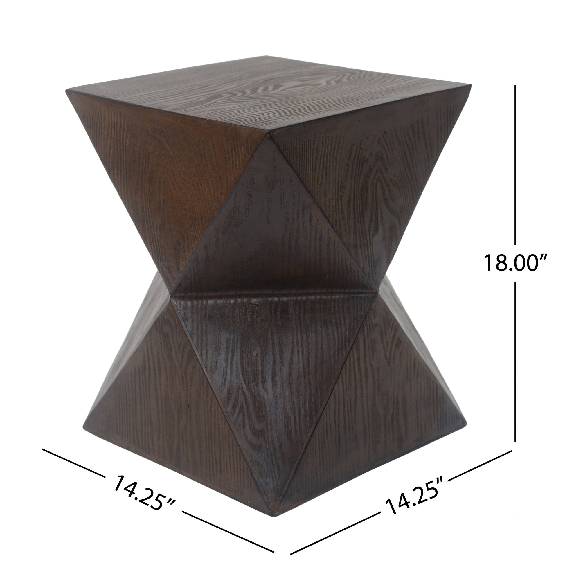 Prismatic Wooden Grain Symmetric Side Table Natural Concrete