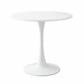 Modern Round Dining Table, 31.5'' Kitchen Dining Room Furniture, Coffee Table, Leisure Table, Living Room Table, White White Mdf Metal