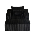 62.5 Inch Corduroy Sponge Sofa Lounge Chair With Removable Footrest,No Assembly Required,Fluffy Modern Sleeper Chair For Indoor Living Room Bedroom Black Foam Corduroy 1 Seat