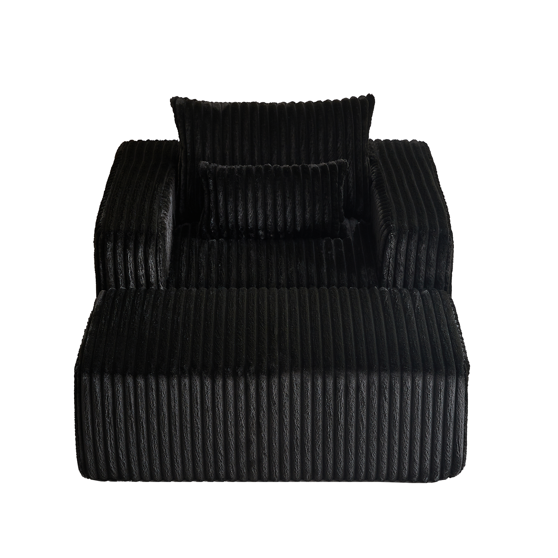 62.5 Inch Corduroy Sponge Sofa Lounge Chair With Removable Footrest,No Assembly Required,Fluffy Modern Sleeper Chair For Indoor Living Room Bedroom Black Foam Corduroy 1 Seat