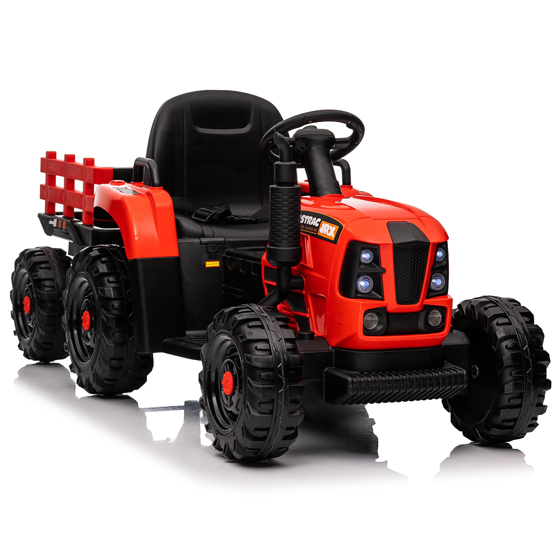 Ride On Tractor With Trailer,24V 400W Powered Electric Tractor Toy W Remote Control,Electric Car For Kids,Three Speed Adjustable,Power Display, Usb,Mp3 ,Bluetooth,Led Light,Two Point Safety Belt. Red 50 99 Lbs Polypropylene