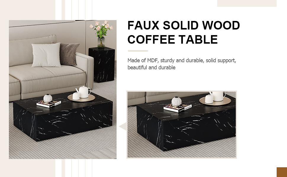 Enhance Your Living Space With This Modern Mdf Coffee Table Featuring A Sleek Black Texture Pattern. Measuring 39.3X23.6X11.8 Inches, It Boasts A Stylish And Durable Design. Black Mdf