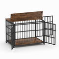 Furniture Style Dog Crate Wrought Iron Frame Door With Side Openings, Rustic Brown, 43.3''W X 29.9''D X 33.5''H. Rustic Brown Particle Board