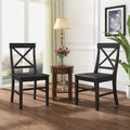 Roshan Farmhouse Acacia Wood Dining Chairs, Black Set Of 2 Black Acacia Wood