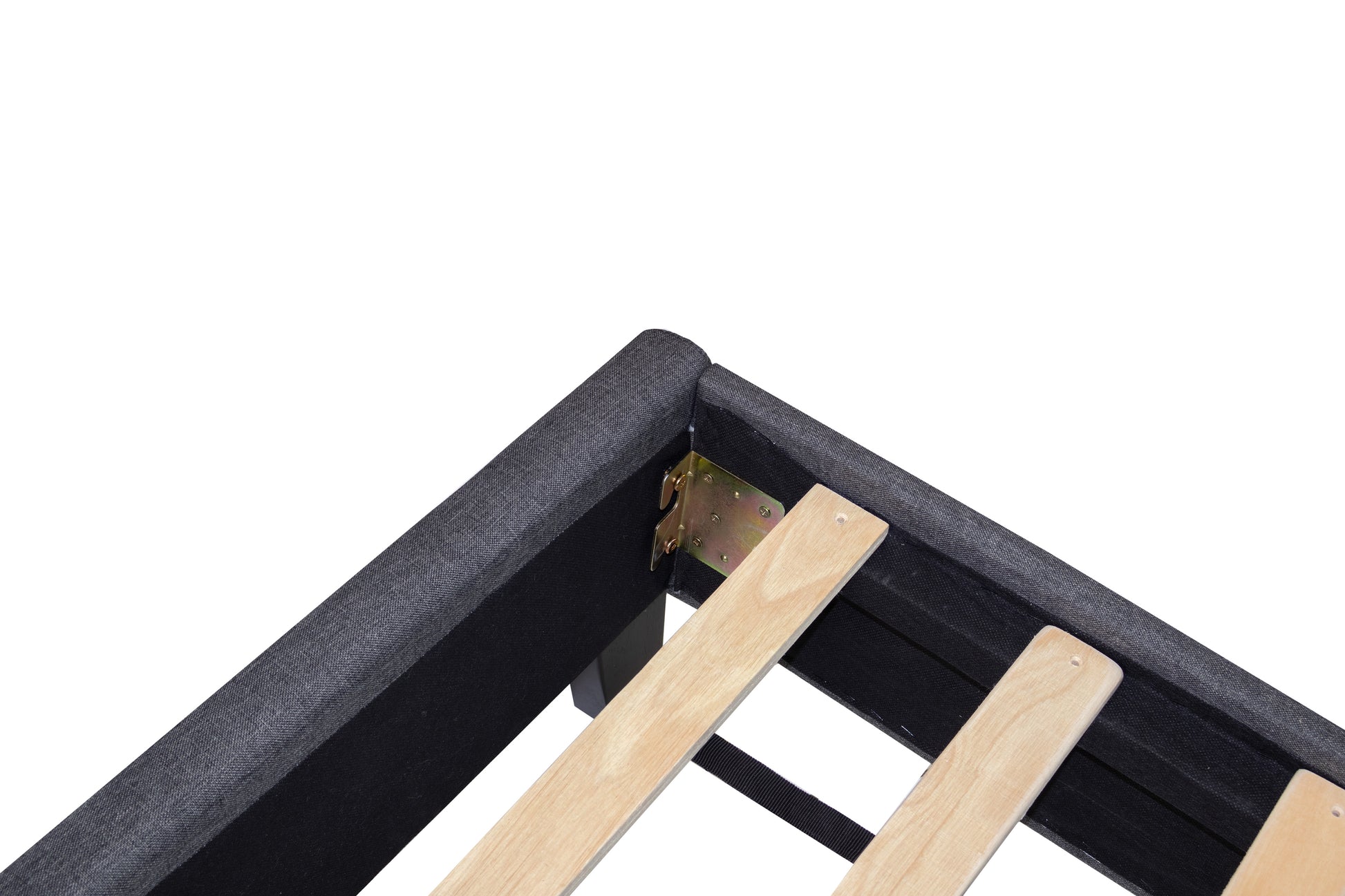 Queen Bed In Blue Gray Box Spring Not Required Queen Gray Fabric