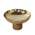 Roe 10 Inch Medium Acacia Wood Table Bowl, Steel, Decorative, Gold, Brown Gold Wood Metal