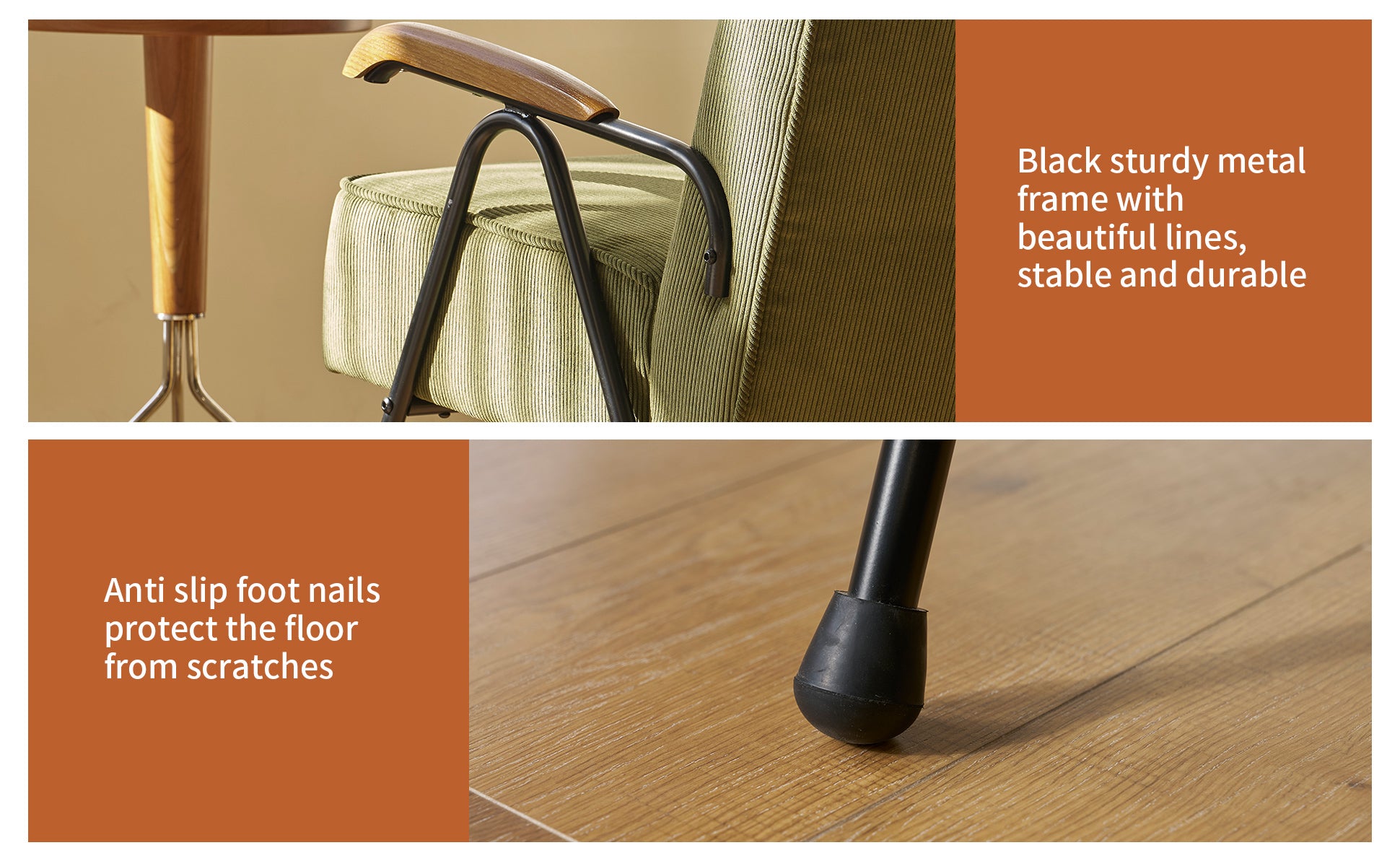 Pattern Colorful Fabric Armchair, Modern Accent Chair High Back, Living Room Chairs With Metal Legs And Soft Padded, Sofa Chairs For Home Office,Bedroom,Dining Room Green Corduroy