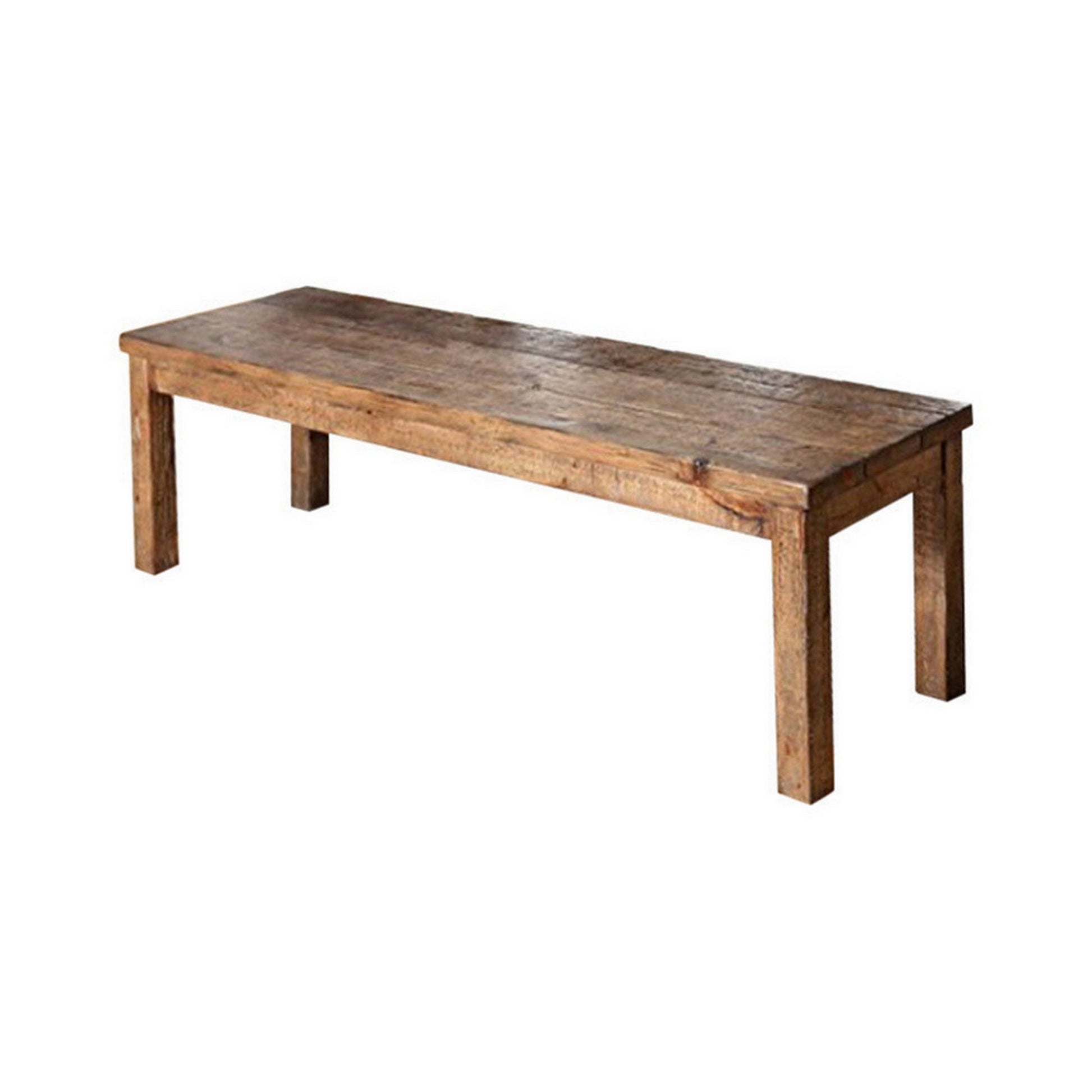 Old Style Wood Bench, Brown Brown Wood