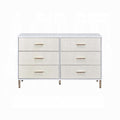 White And Champagne 6 Drawer Dresser White Gold Bedroom Wood Metal