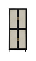 4 Door Cabinet, With 4 Adjustable Inner Shelves, Storage Cabinet Black Mdf