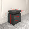 Modern Black Led Nightstand With Led Lights Bedside Table With 2 High Gloss Drawers For Bedroom Black Particle Board