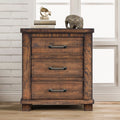 Rustic Three Drawer Reclaimed Solid Wood Framhouse Nightstand Old Sku:Wf298401Aad Natural 3 Drawers Bedroom Pine Solid Wood