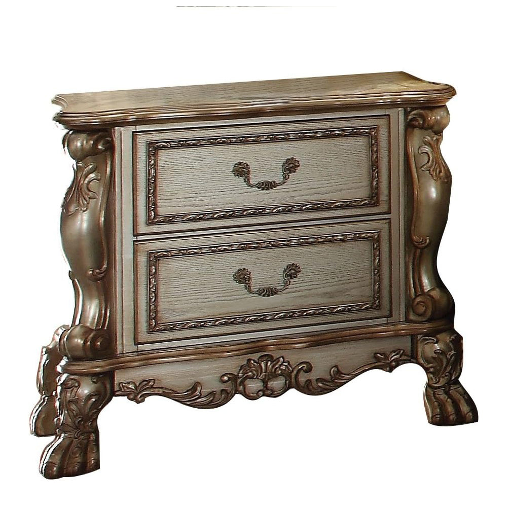 Gold Patina And Bone 2 Drawer Nightstand Gold 2 Drawers Bedroom Rectangle Rustic Felt Lined Drawers Solid Wood Mdf