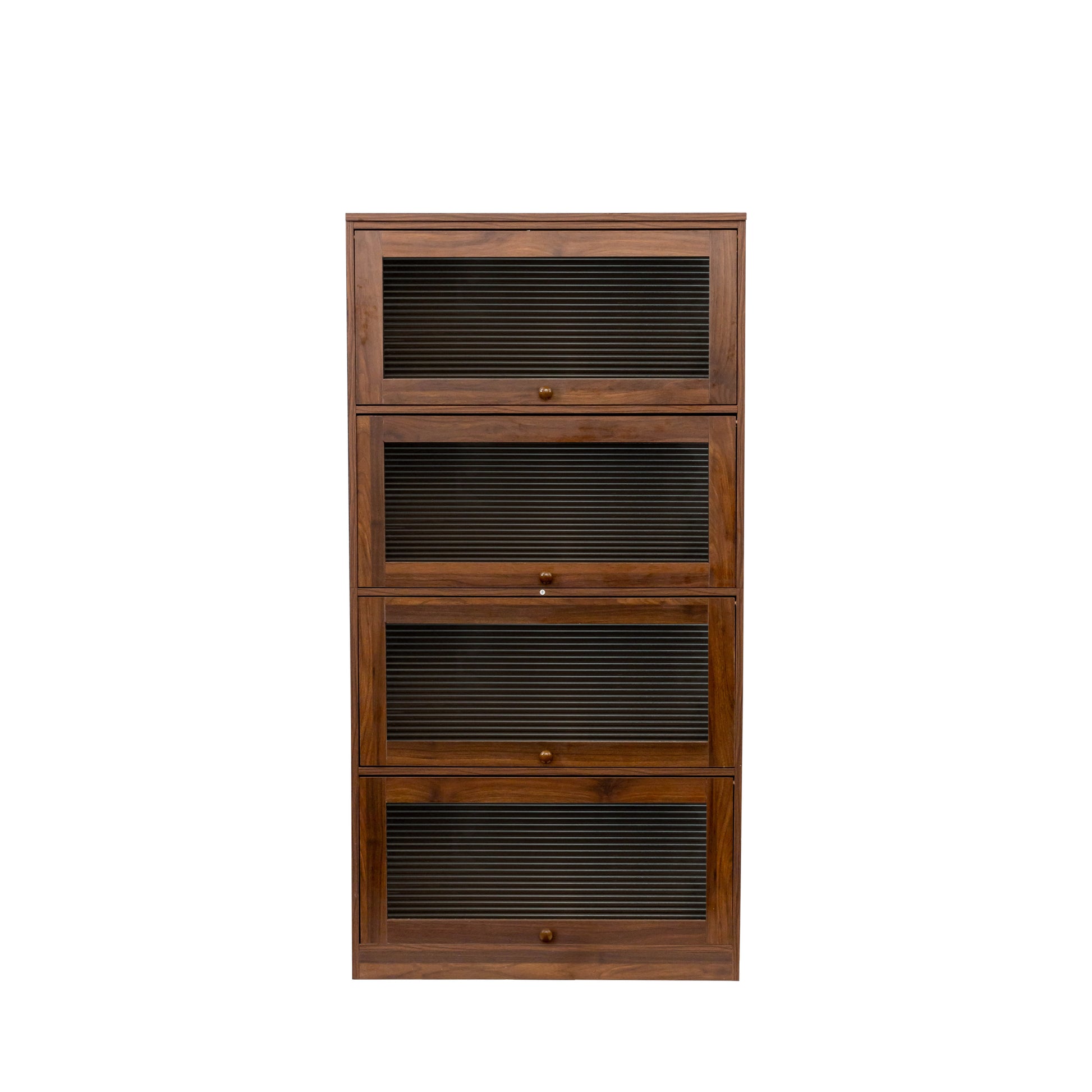 Bookcase Contemporary Closed Back Glass Doors Office Storage Cabinet Floor To Ceiling Low Cabinet Bookcase Against Wall Dustproof Bookshelf Walnut Mdf