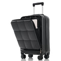 Luggage Sets 3 Piece, 20 Inch With Usb Port And Front Opening Design, Abs Hard Shell Luggage With Spinner Wheels, Cup Holder, Black And Brown Black Brown Abs