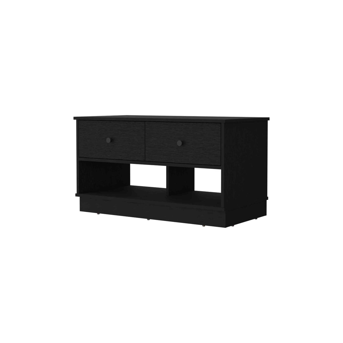 Tulip Storage Bench, Two Drawers, Two Shelves Black Mdf Engineered Wood